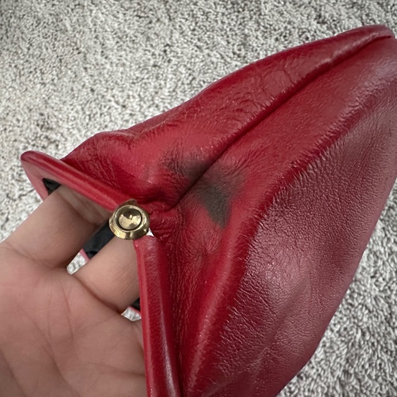 Vtg Leather? Red hand bag evening bag. - Picture 4 of 9